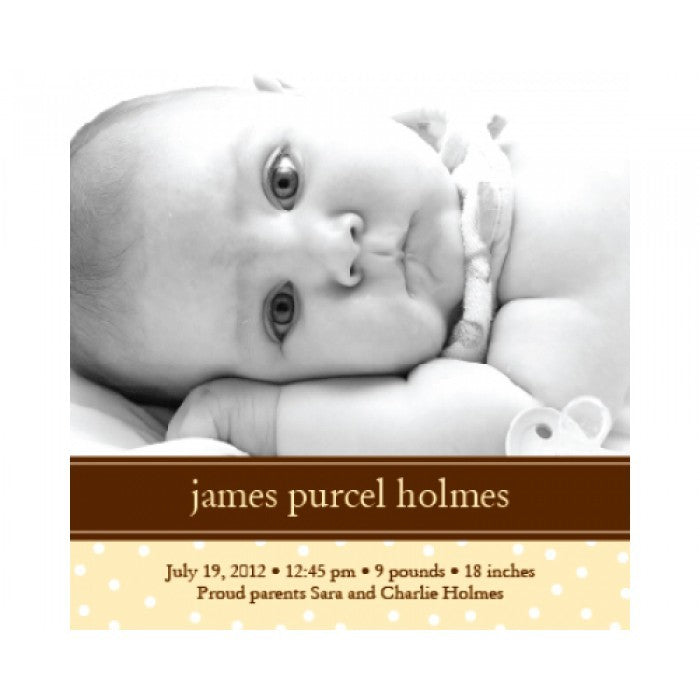 flat print baby announcement - darling dots yellow