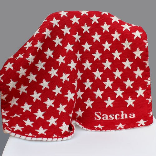 red and white stars baby blanket