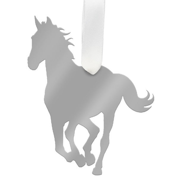 moon and lola horse christmas ornament - silver