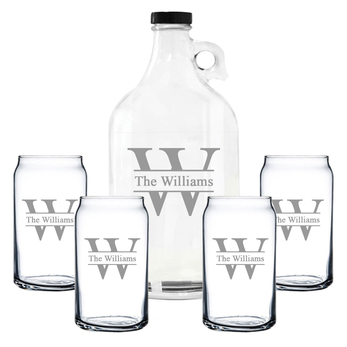 Personalized Growler & Beer Can Glasses Gift Set Prime Design