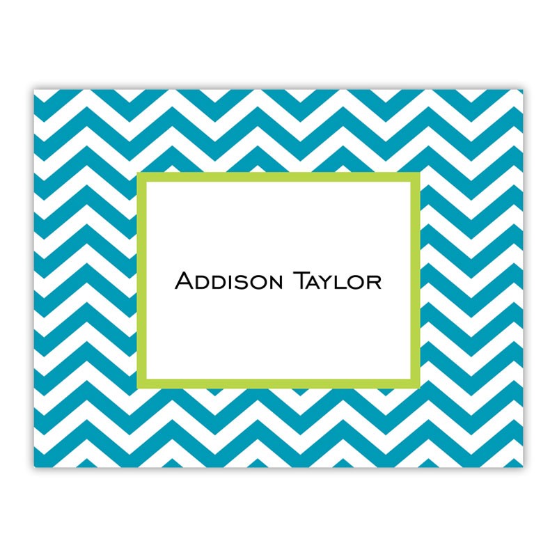 boatman geller chevron turquoise foldover note cards