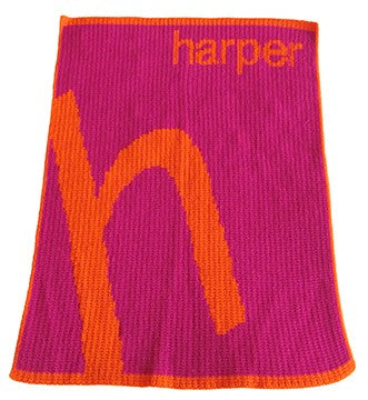 personalized slanted large letter blanket