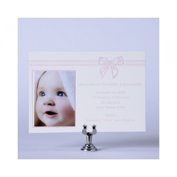 letterpress ribbon baby announcement - addison