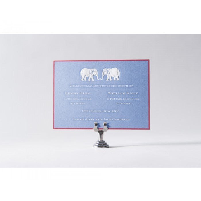 engraved twins baby announcement - henry & william