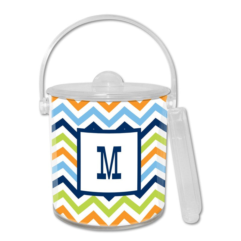 boatman geller chevron blue, orange & lime ice bucket