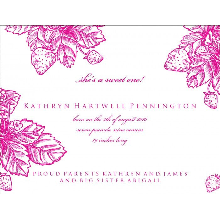 flat print baby announcement - strawberry
