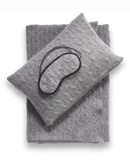 cashmere travel set - blanket, pillow, eye mask