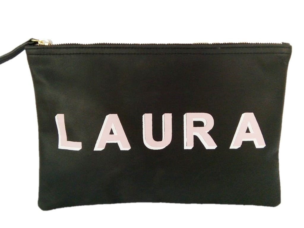 shadow monogram black flat clutch