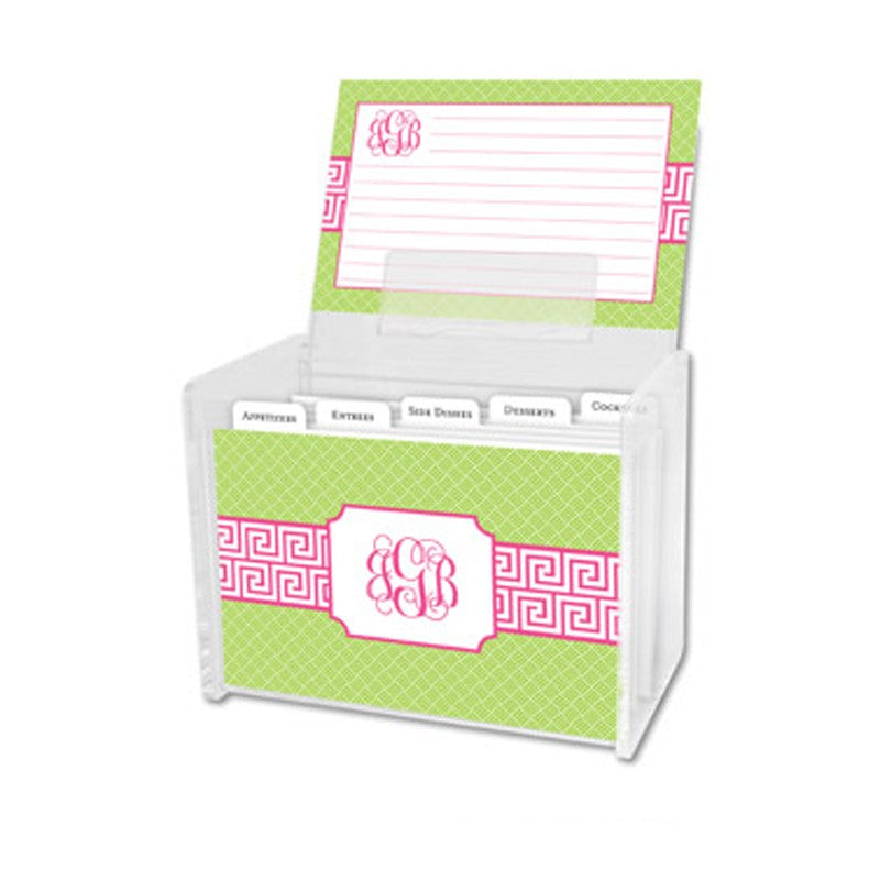 boatman geller greek key band pink recipe box