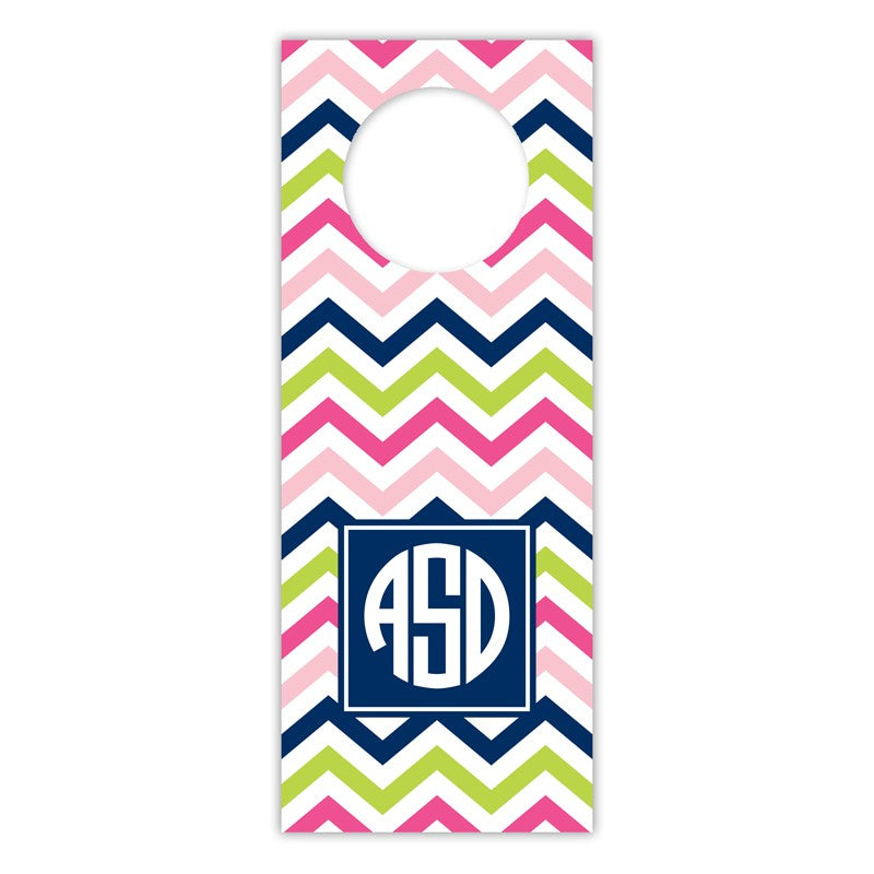 boatman geller chevron pink, navy & lime wine tags