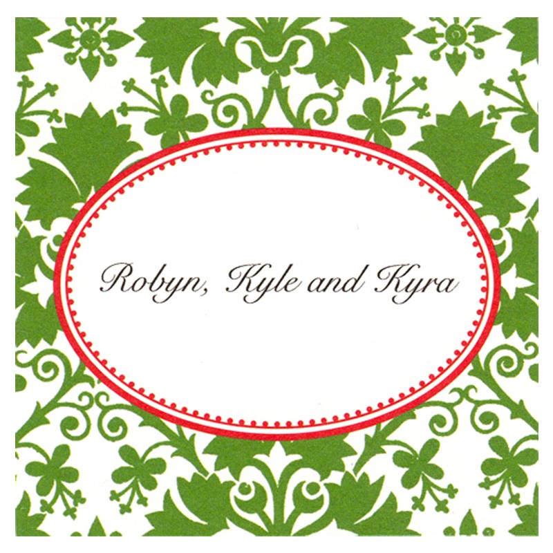 boatman geller damask green square sticker