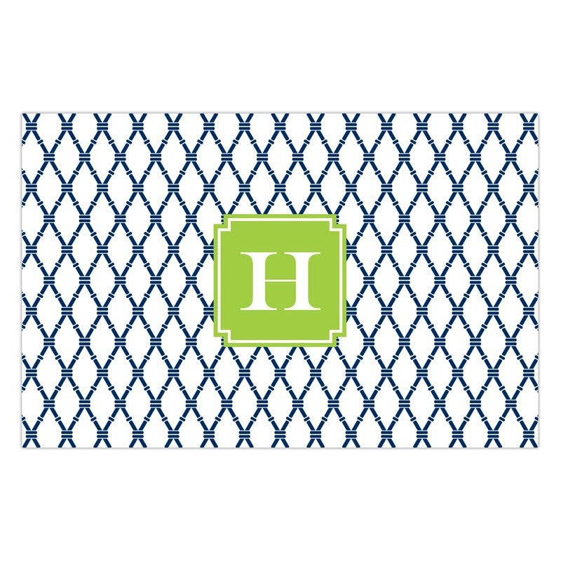 boatman geller bamboo navy & green disposable placemats