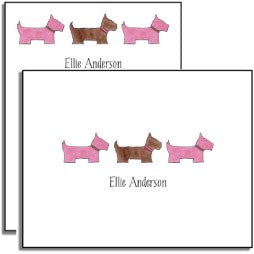 personalized everyday notes  preppy pups in pink