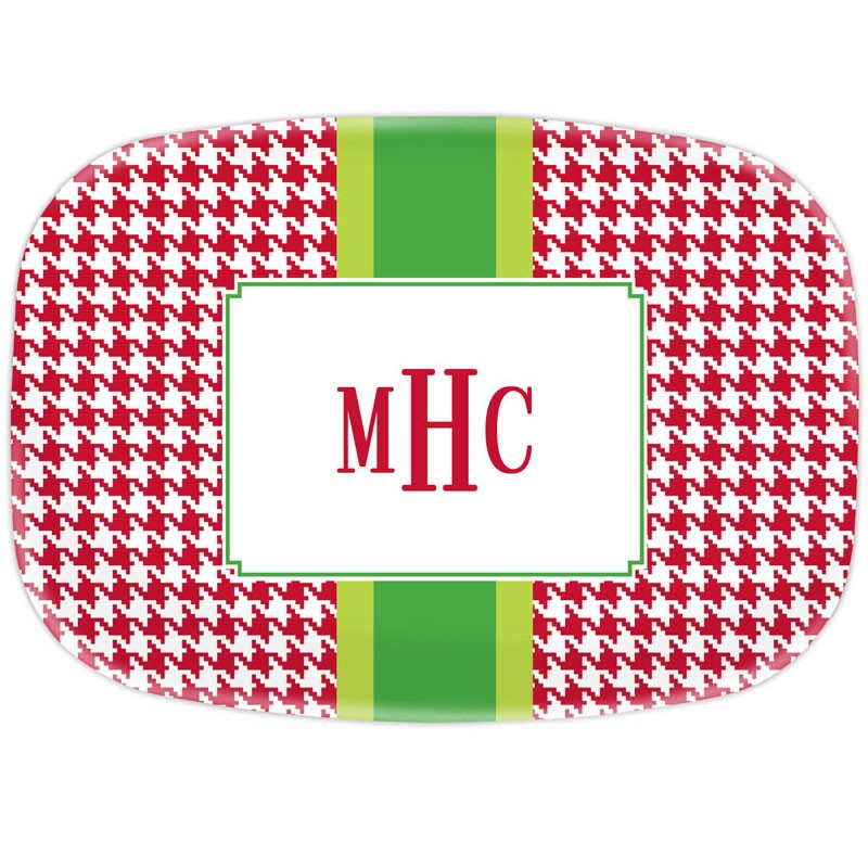 boatman geller alex houndstooth red platter