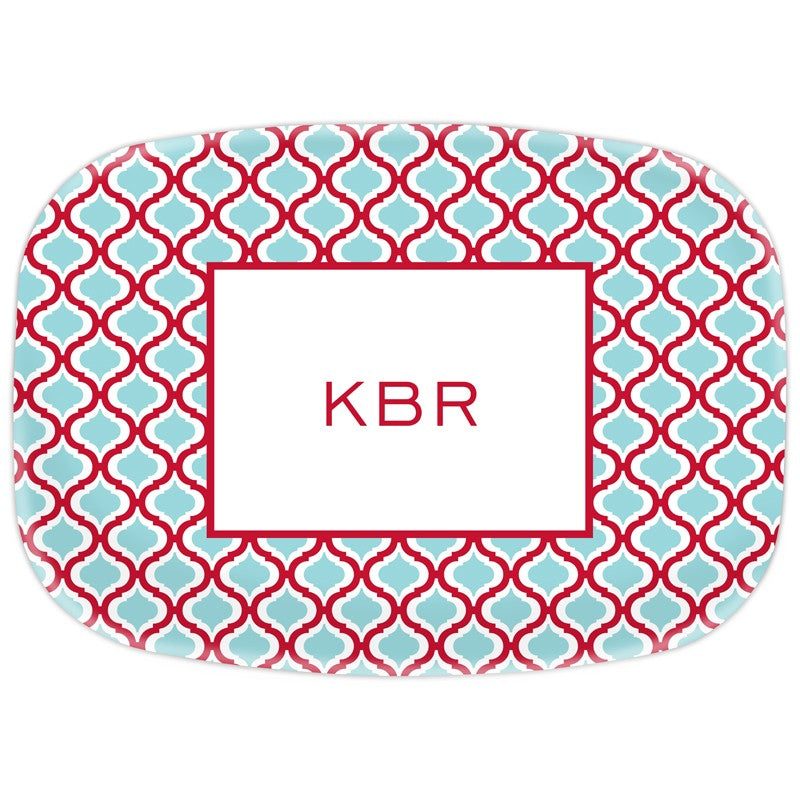 boatman geller kate red & teal platter