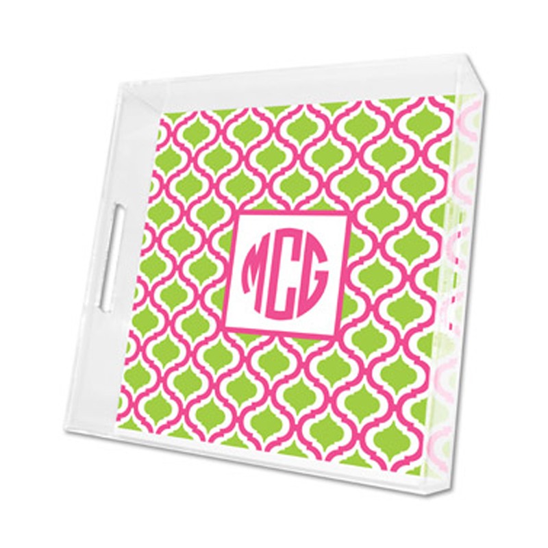 kate raspberry & lime lucite tray - square