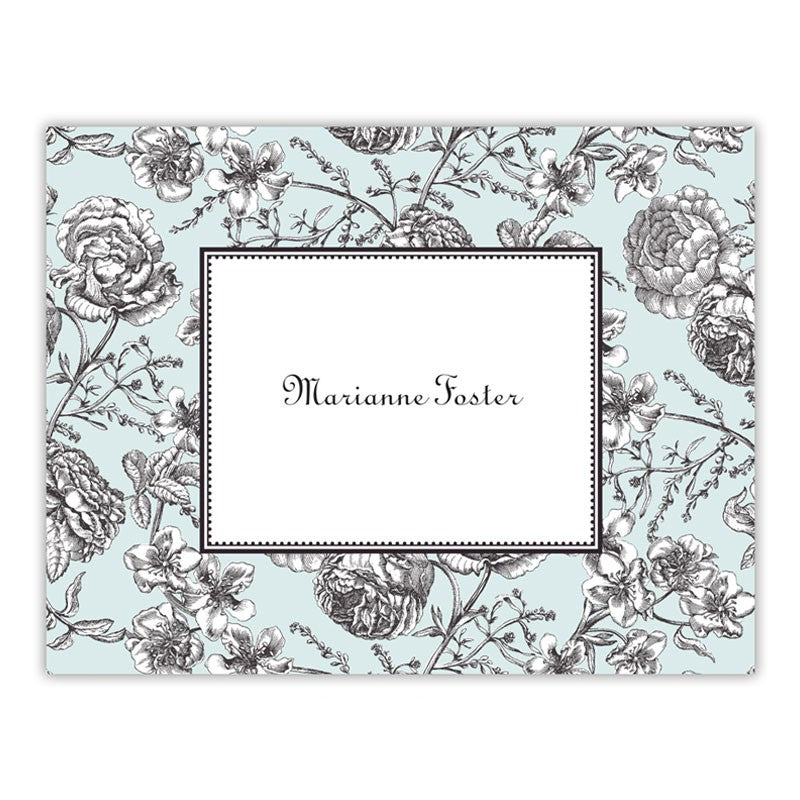 boatman geller floral toile aqua foldover notes