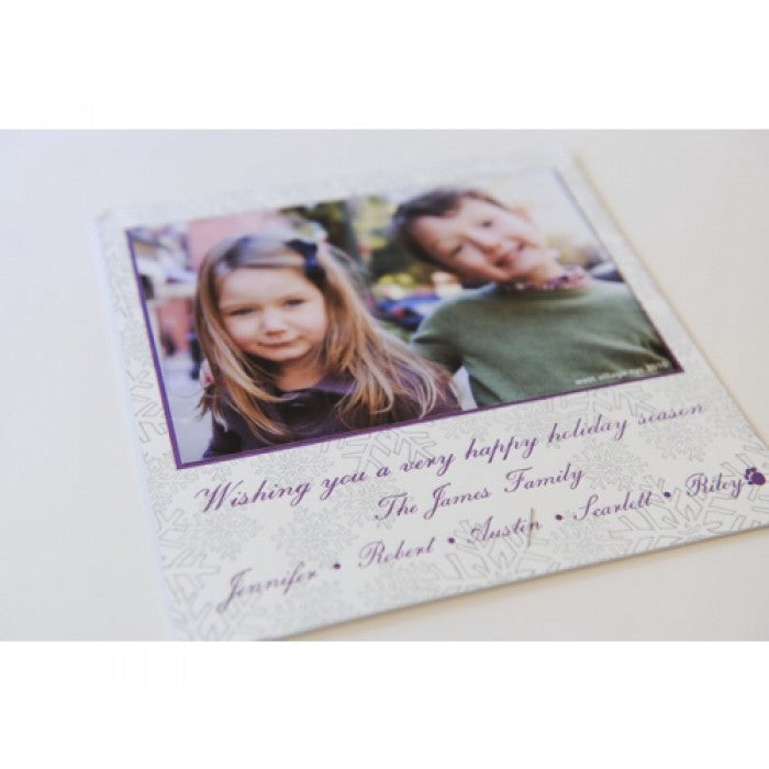 gray snow square holiday card
