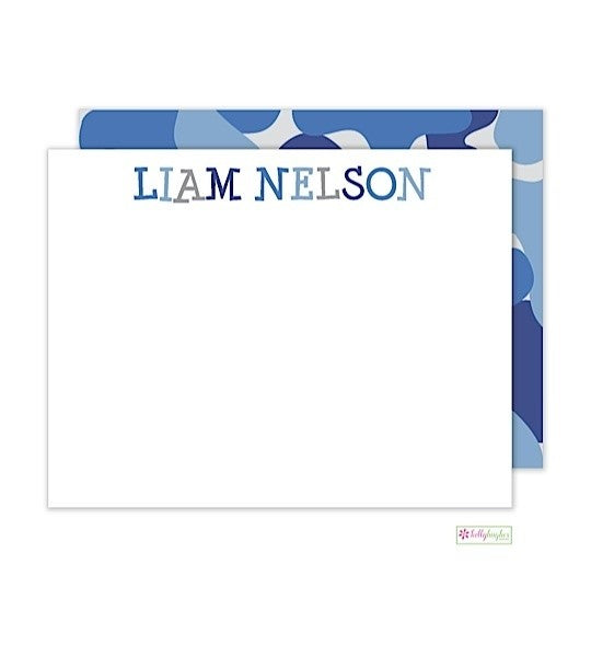 personalized - blue camo flat notes