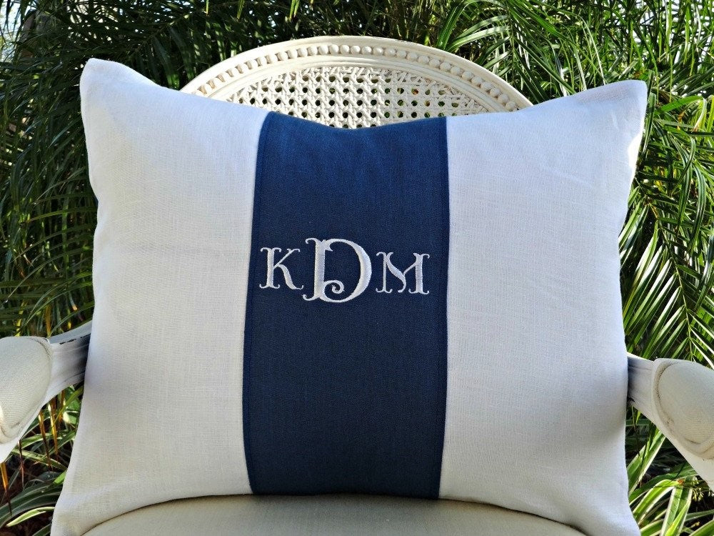monogram block personalized pillow