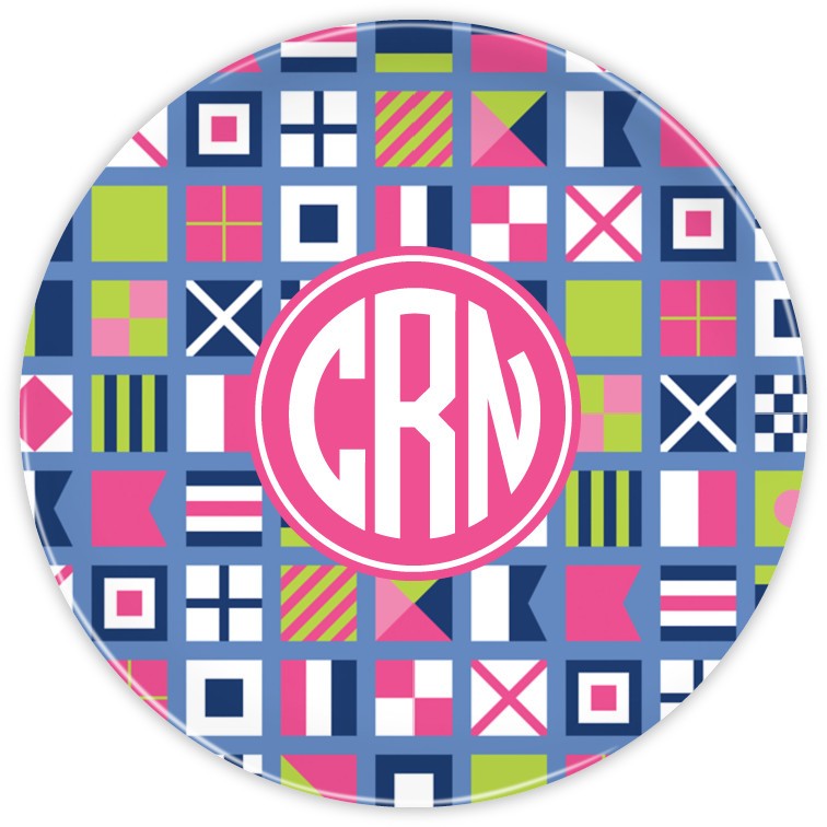 Nautical Flags Pinks Plate