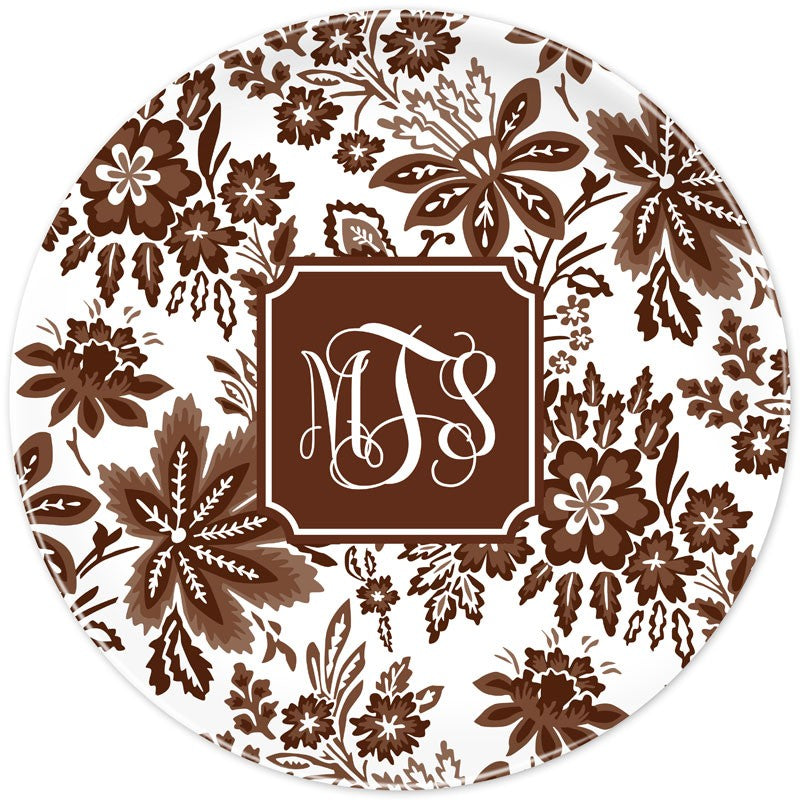 boatman geller classic floral brown plate