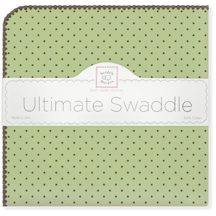 ultimate swaddling blanket by swaddle designs - lime with brown dots
