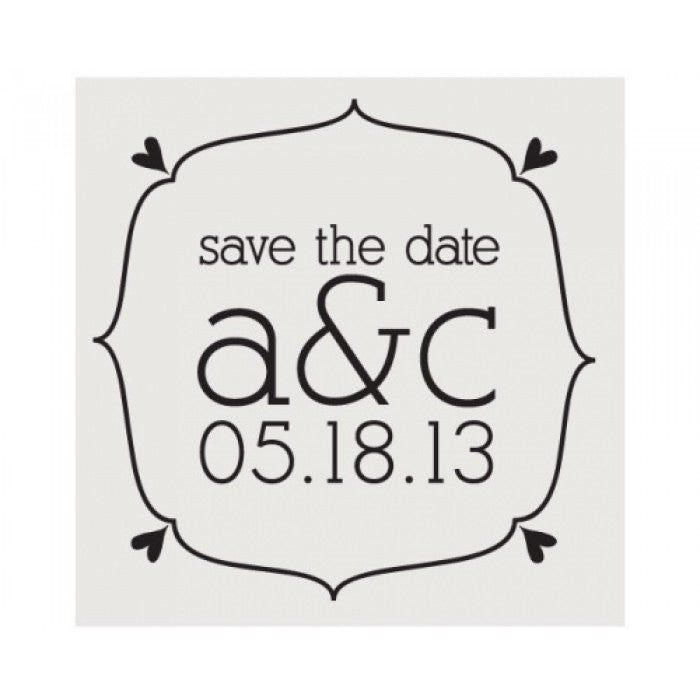 the a&c save the date self - inking square stamp