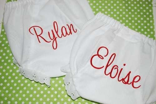 embroidered diaper cover with script name