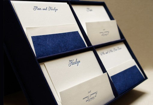 Personalized Four-Set Silk Box Stationery by Haute Papier