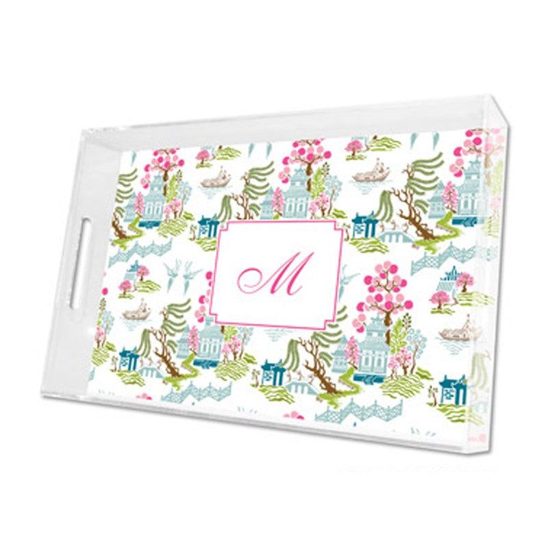 chinoiserie spring lucite tray - large