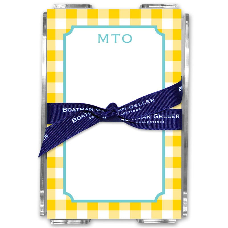 boatman geller classic check sunflower note sheets in acrylic note sheets