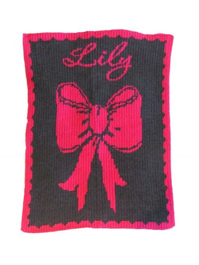 personalized name with bow blanket