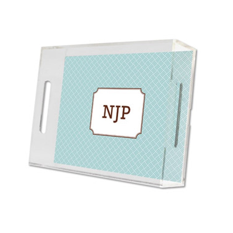 basketweave slate lucite tray - small