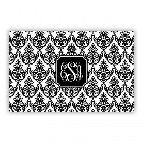 Madison Damask White With Black Large Lucite Tray Insert