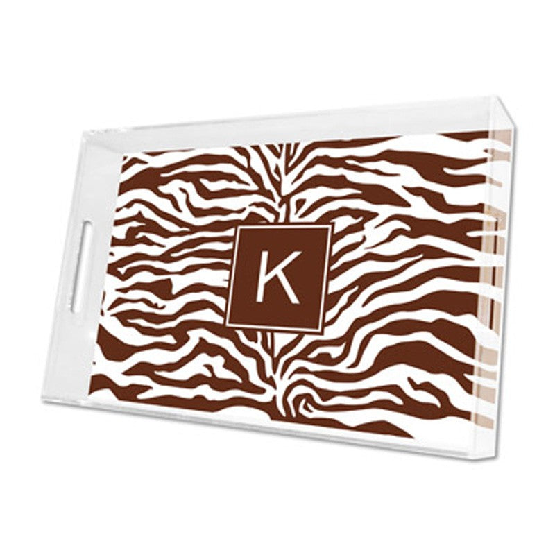 zebra chocolate lucite tray - large