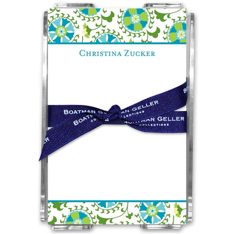 boatman geller suzani teal acrylic note sheets