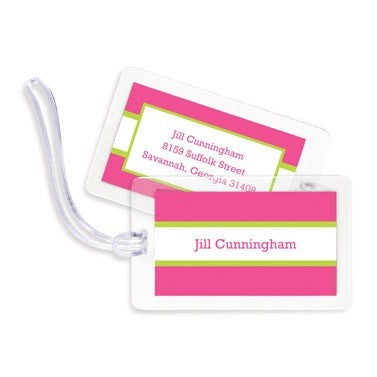 boatman geller stripe raspberry & lime bag tags