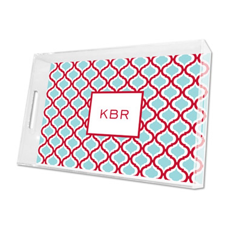 kate red & teal lucite tray - large