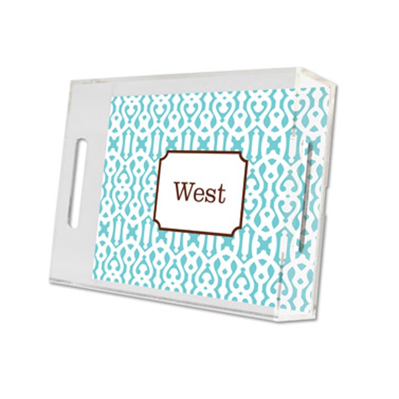 cameron teal lucite tray - small