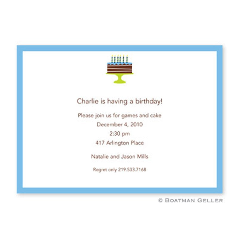 boatman geller birthday cake blue notecard