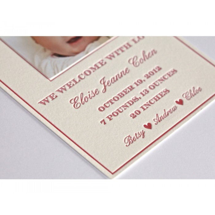 letterpress baby announcement - eloise
