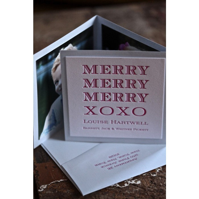 merry tri-fold holiday card