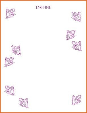 purple butterflies kids stationary
