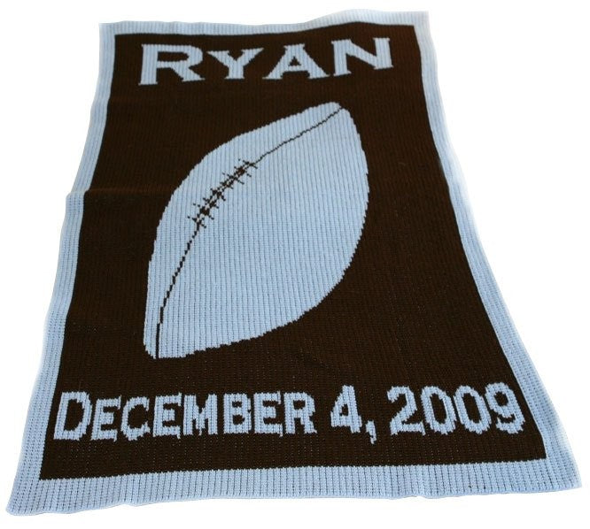 personalized football blanket with name / birthdate