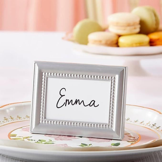 baby shower favor - 12PCS Silver Beaded Frame Place Card Holder