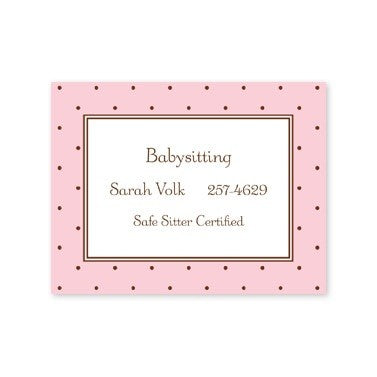 boatman geller dot pink with brown calling card