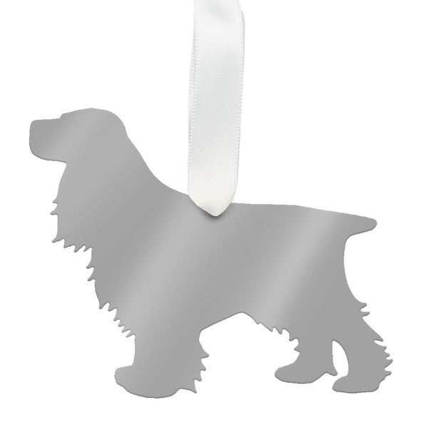 moon and lola cocker spaniel christmas ornament - silver