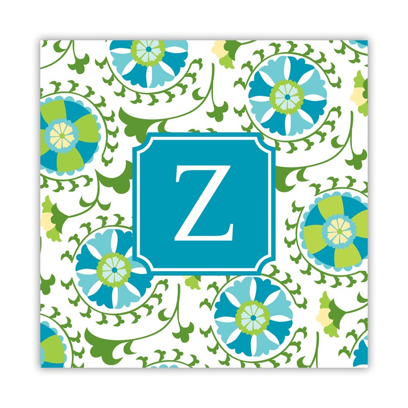 suzani teal square paper coaster set of 50