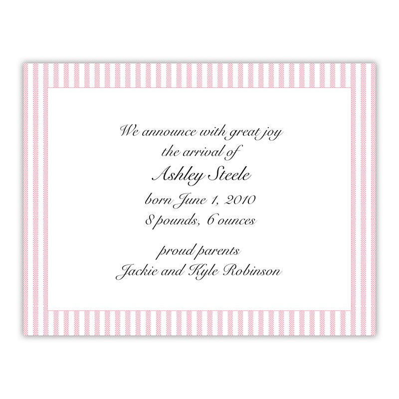 boatman geller seersucker pink small flat w/ ribbon flat notecard